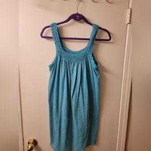 Roxy Women’s Flounce Trim Crochet Strap Dress - Teal - Size Large
